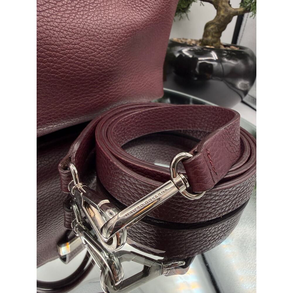 $1400 MSRP MAURO GOVERNA Dolcecalf Top Handle Satchel Bordeaux Detachable Strap - Picture 12 of 14